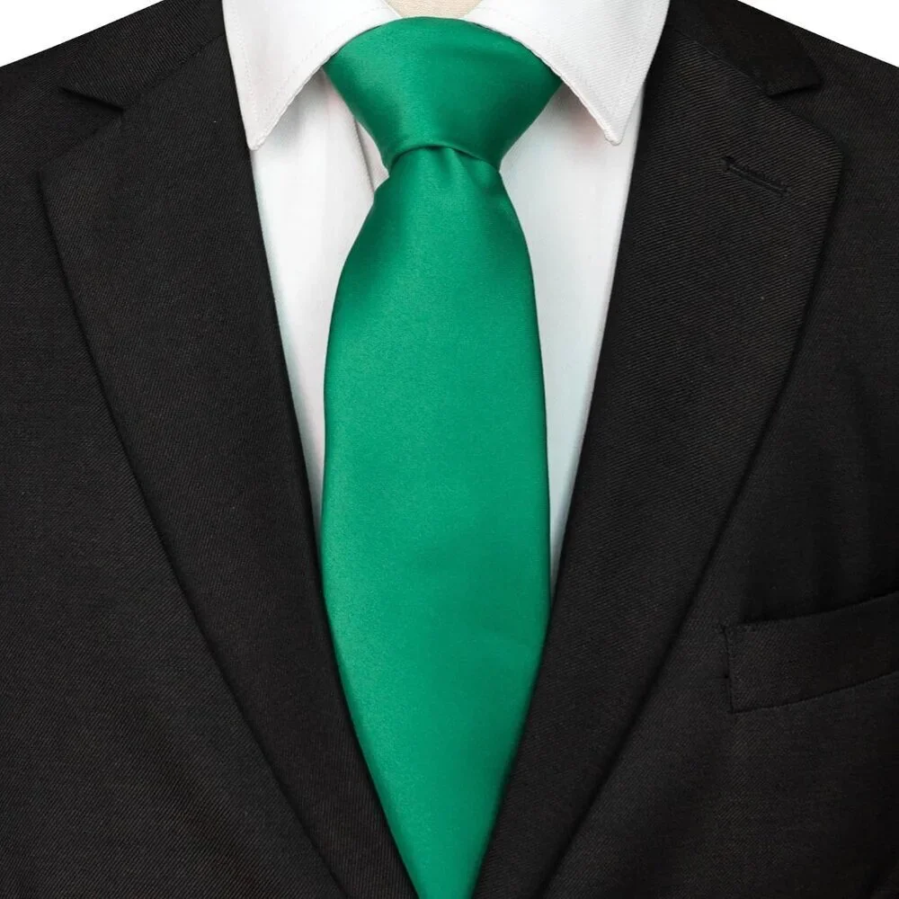 Men's Green Solid Pure Color Imported Polyester Formal Neck Ties